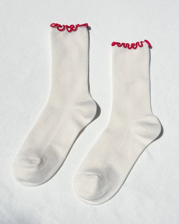LE BON SHOPPE RUFFLED MODAL SOCKS - IVORY