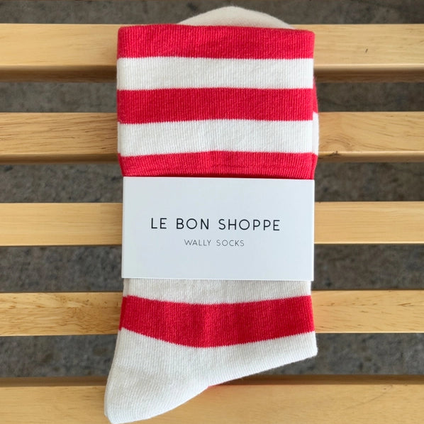 LE BON SHOPPE WALLY SOCKS - WIDE RED STRIPE