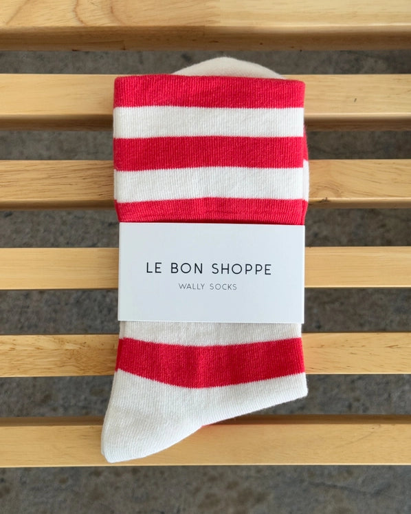 LE BON SHOPPE WALLY SOCKS - WIDE RED STRIPE