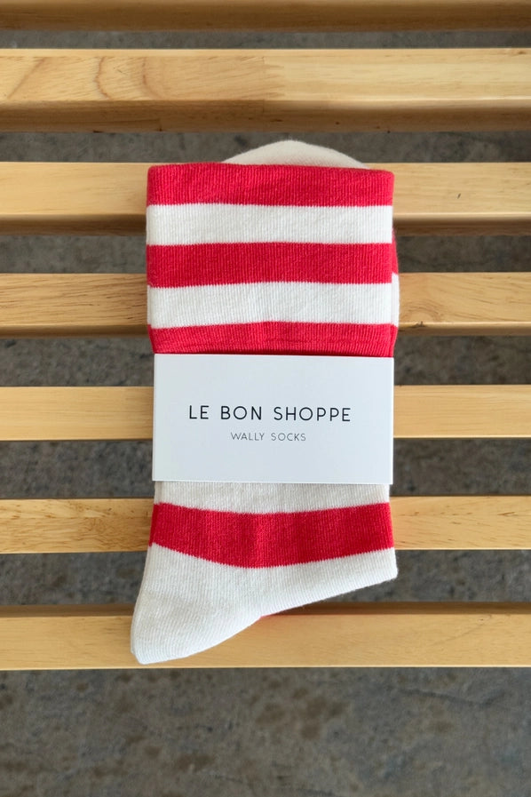 LE BON SHOPPE WALLY SOCKS - WIDE RED STRIPE