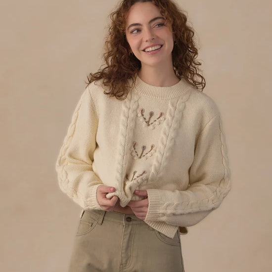 RYLEE + CRU REAGAN SWEATER - NATURAL