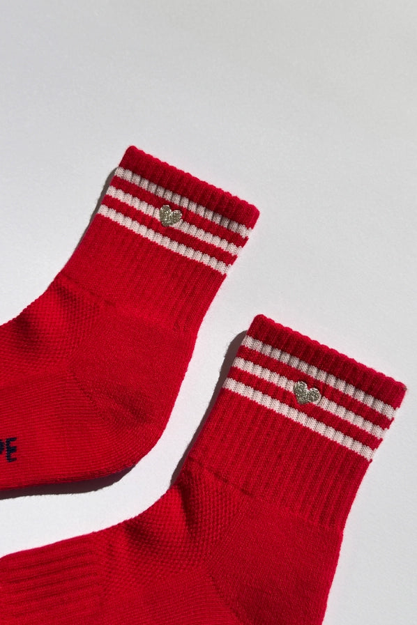 LE BON SHOPPE EMBROIDERED GIRLFRIEND SOCKS - SCARLET
