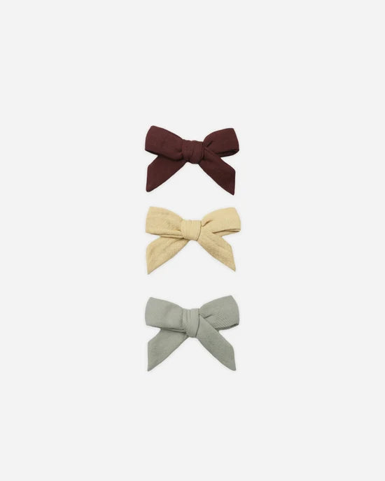 QUINCY MAE BOW WITH CLIP SET - BUTTERSCOTCH. CHERRY. LAUREL.