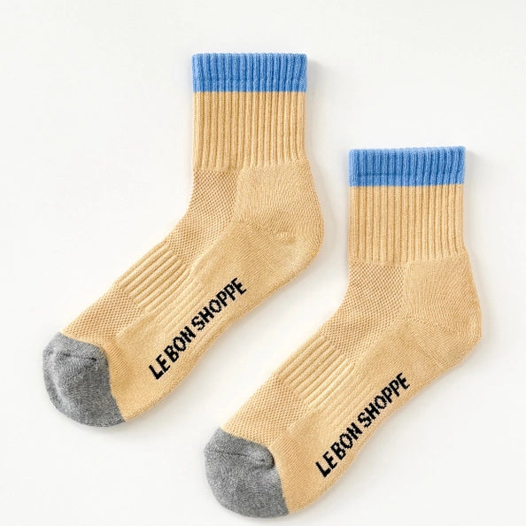 LE BON SHOPPE COLOR BLOCK GIRLFRIEND SOCKS - YELLOW BLUE