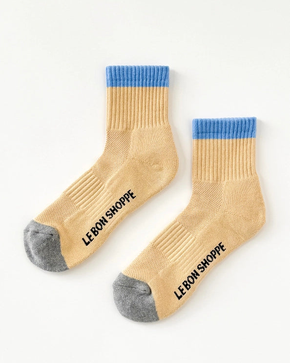 LE BON SHOPPE COLOR BLOCK GIRLFRIEND SOCKS - YELLOW BLUE
