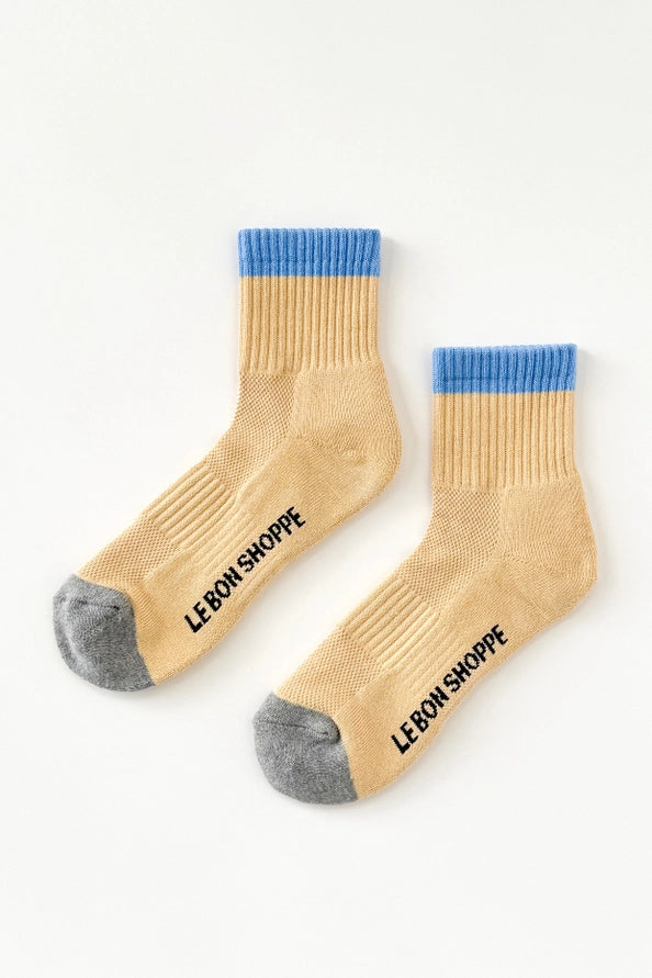 LE BON SHOPPE COLOR BLOCK GIRLFRIEND SOCKS - YELLOW BLUE