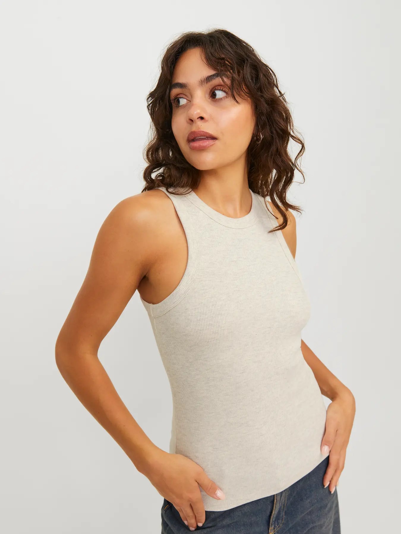 FOREST RIBBED TOP - OATMEAL - LAST SIZE XS