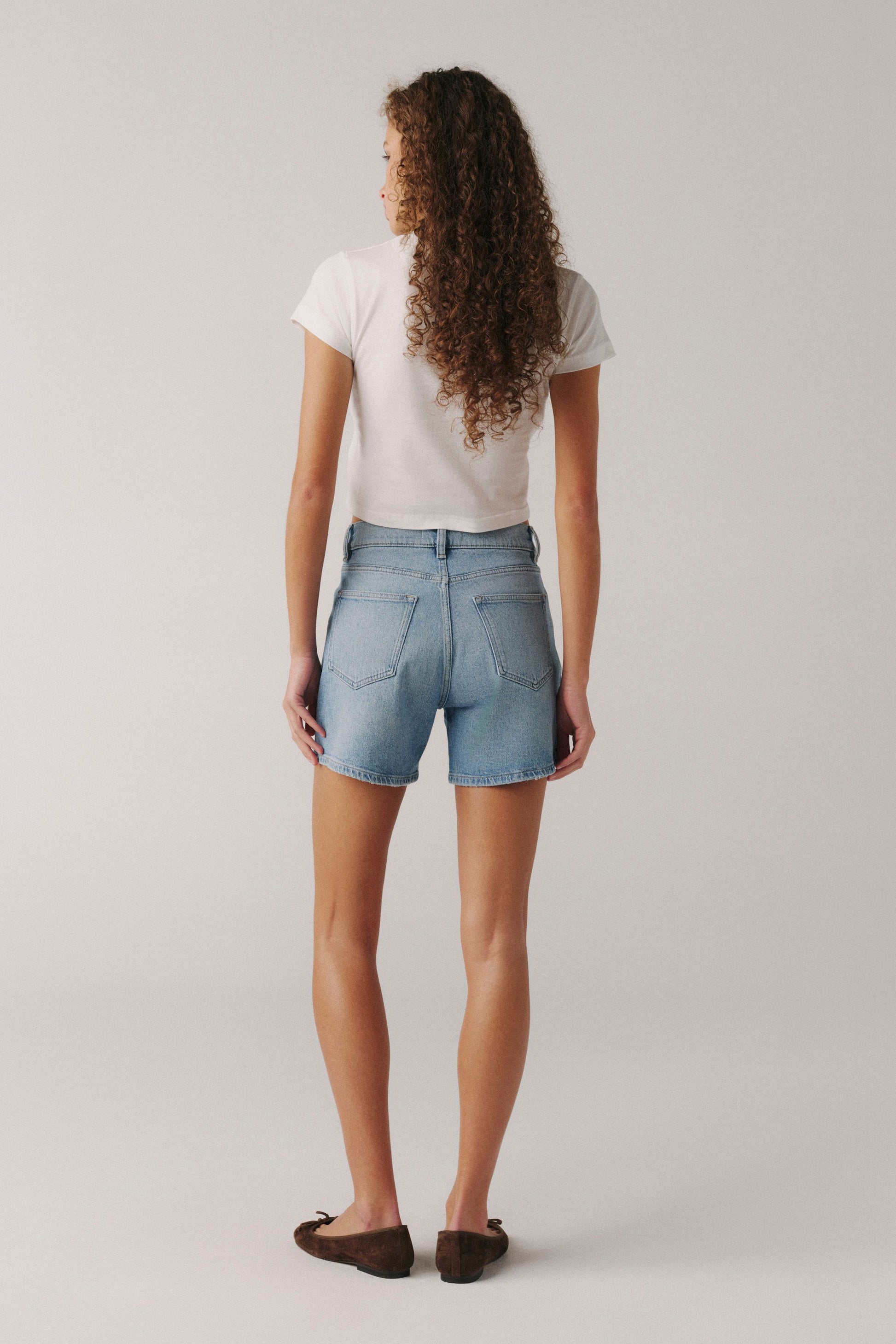 WARP + WEFT VVI RELAXED DENIM SHORTS - ICE QUEEN