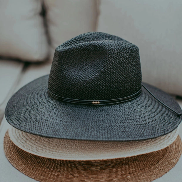 WEST VON LUNA PAPER STRAW HAT - BLACK