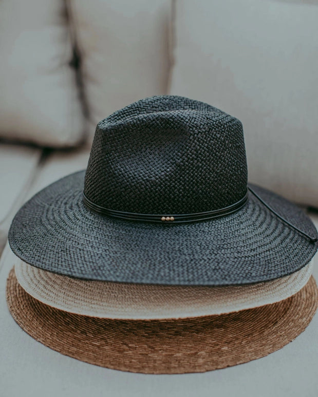 WEST VON LUNA PAPER STRAW HAT - BLACK