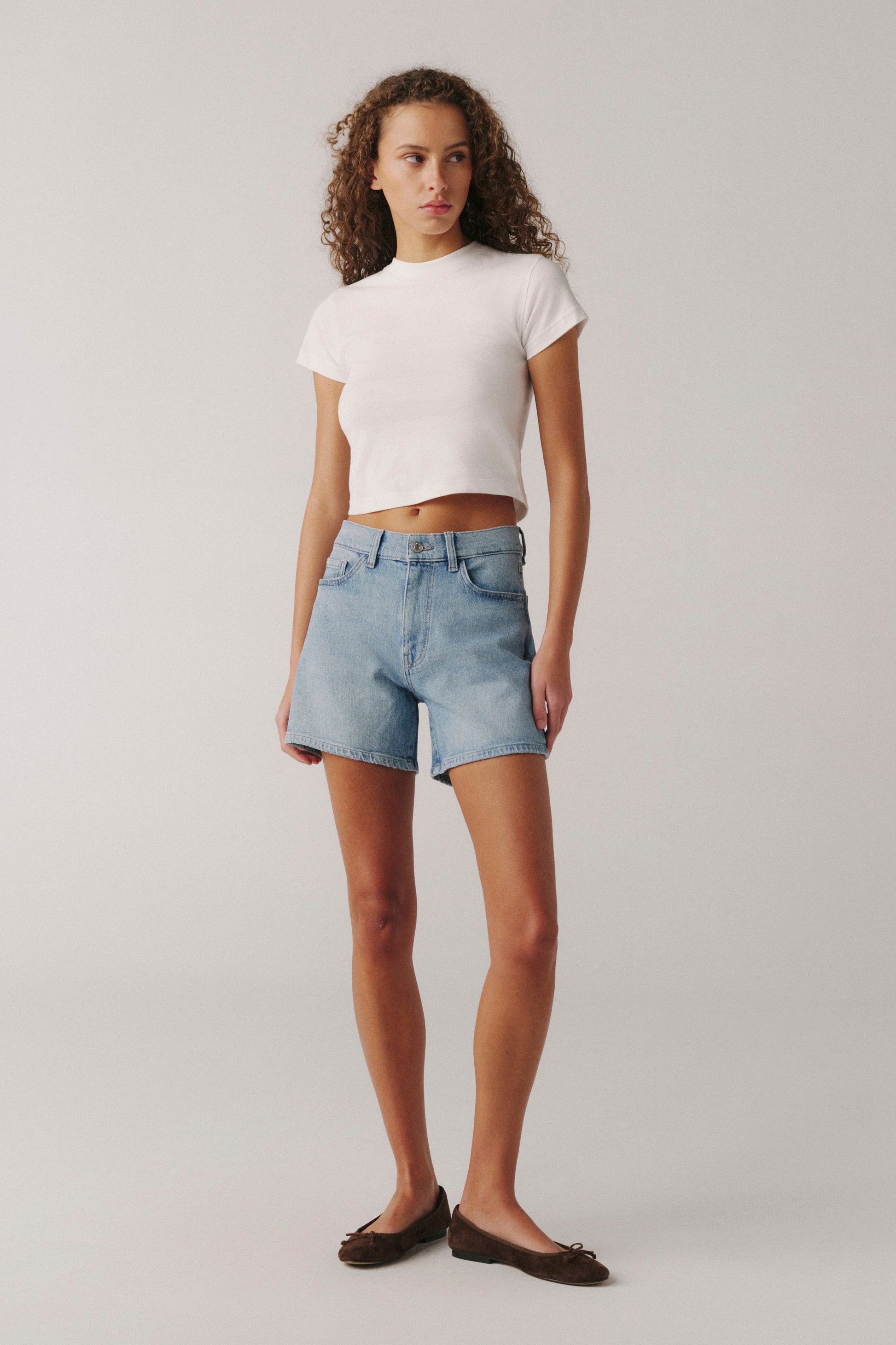 WARP + WEFT VVI RELAXED DENIM SHORTS - ICE QUEEN