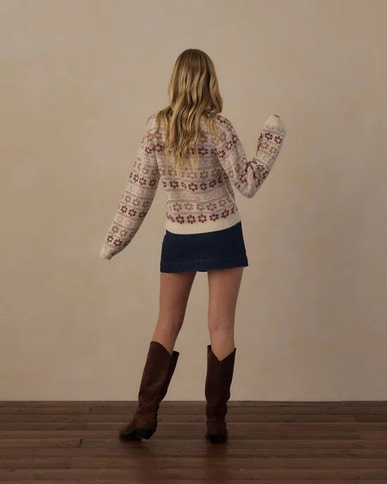 RYLEE + CRU TEEN CHEYENNE CARDIGAN - FLOWER FAIR ISLE