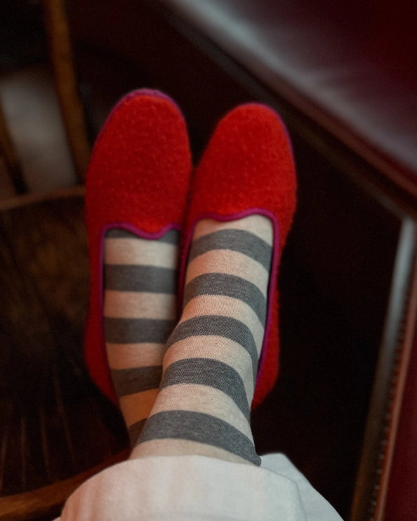 LE BON SHOPPE WALLY SOCKS - WIDE GREY STRIPE