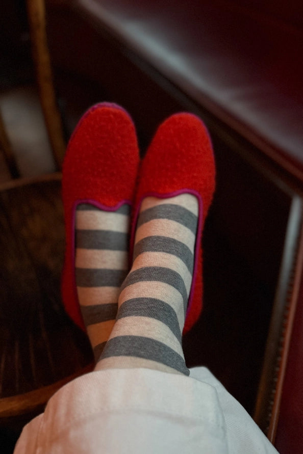 LE BON SHOPPE WALLY SOCKS - WIDE GREY STRIPE