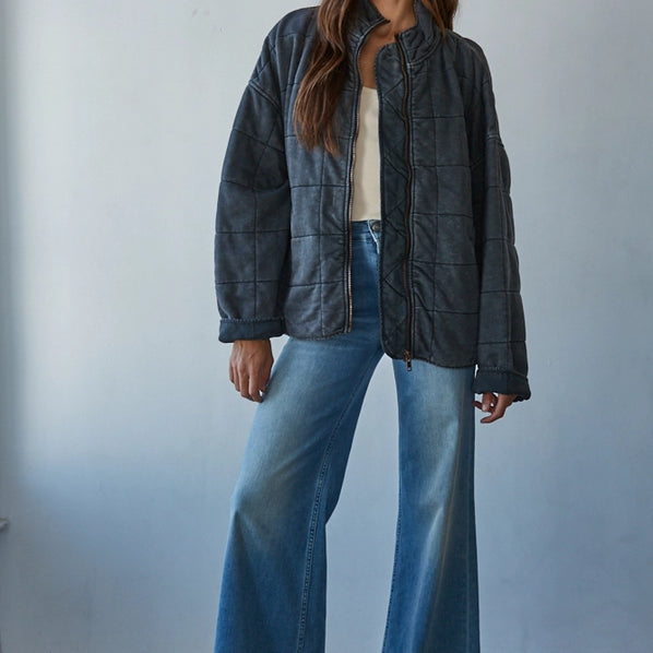IT'S ALL GOOD QUILTED JACKET - WASHED BLACK