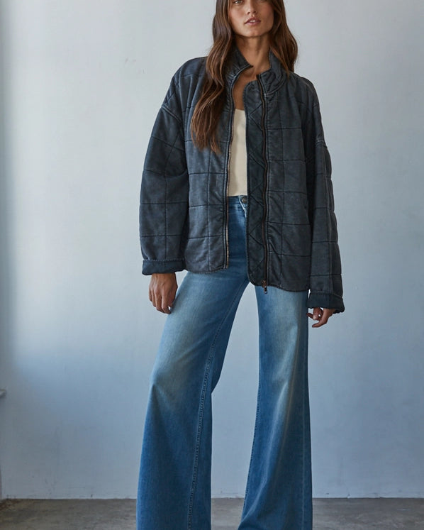 IT'S ALL GOOD QUILTED JACKET - WASHED BLACK