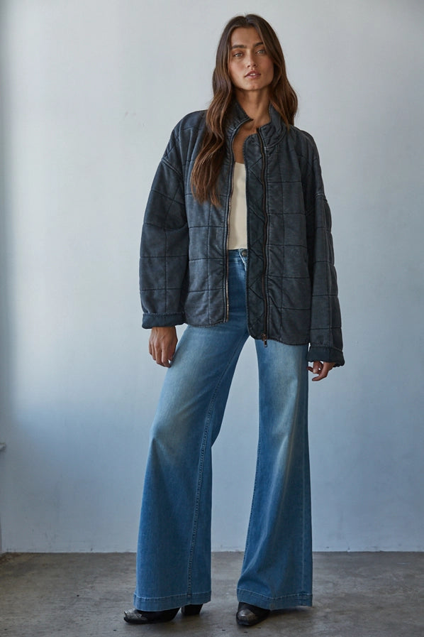 IT'S ALL GOOD QUILTED JACKET - WASHED BLACK