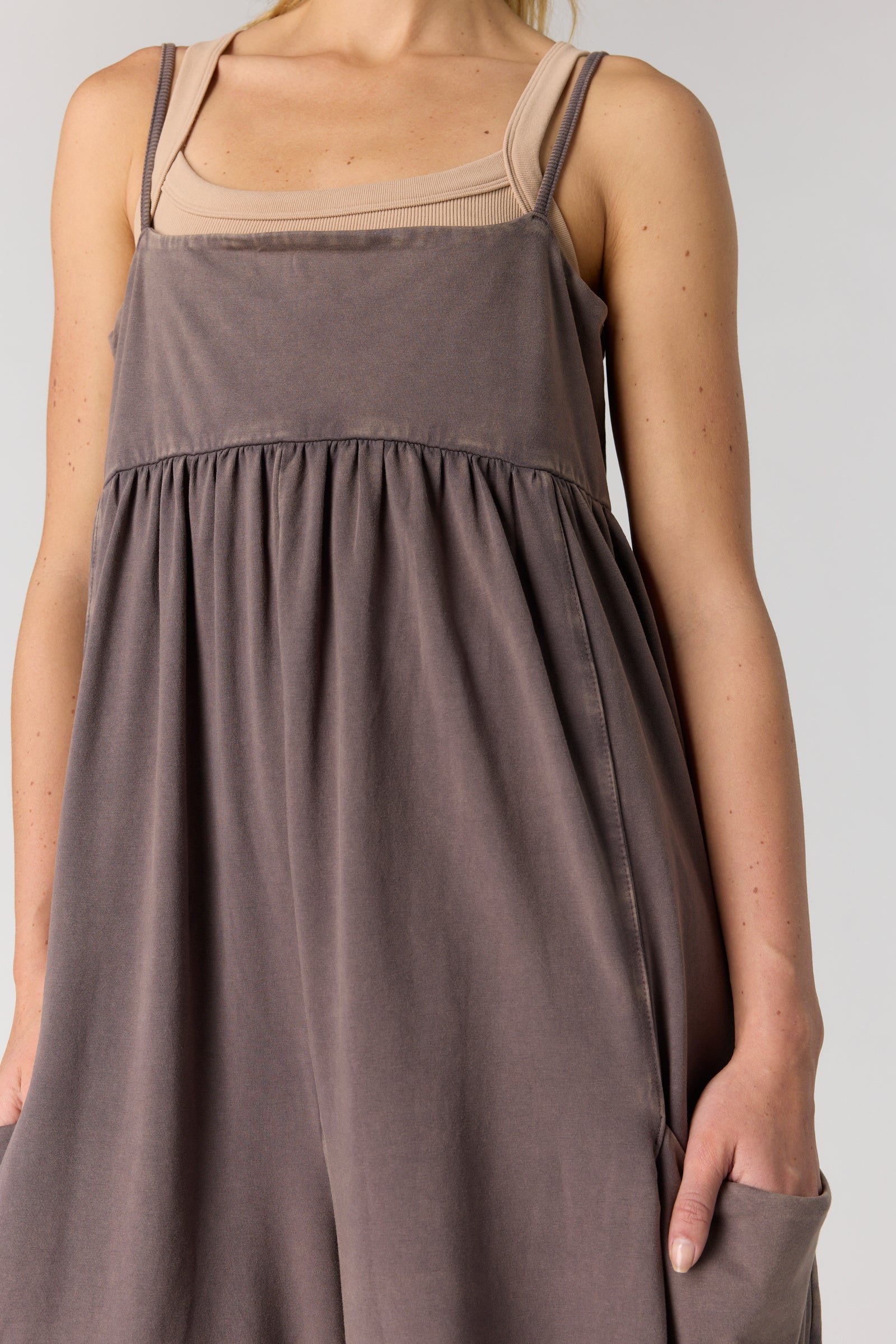 FREE PEOPLE HOT SHOT STRAPPY ONESIE - CHOCOLATE