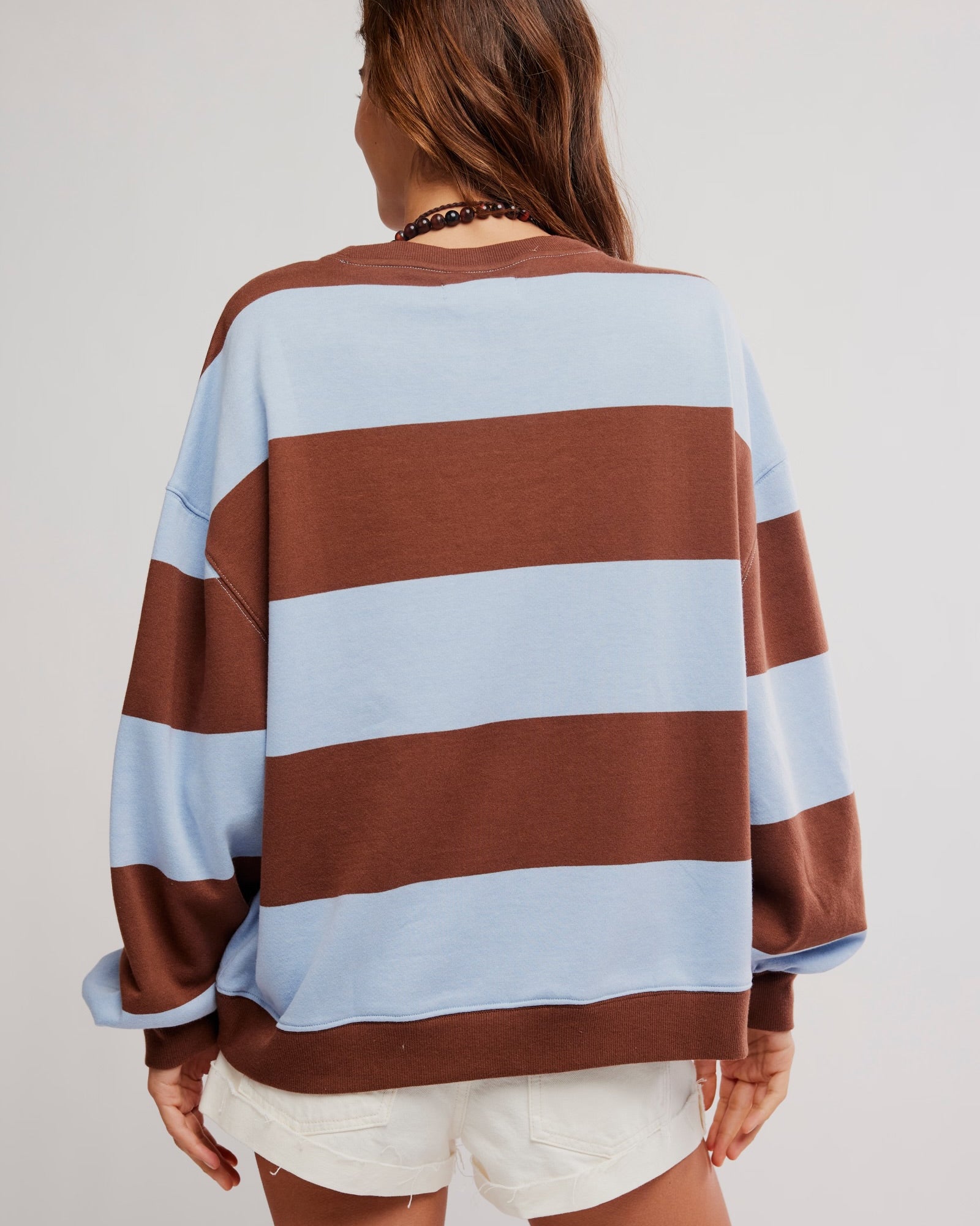 FREE PEOPLE CLASSIC STRIPE CREW WIDE - PERIWINKLE COMBO