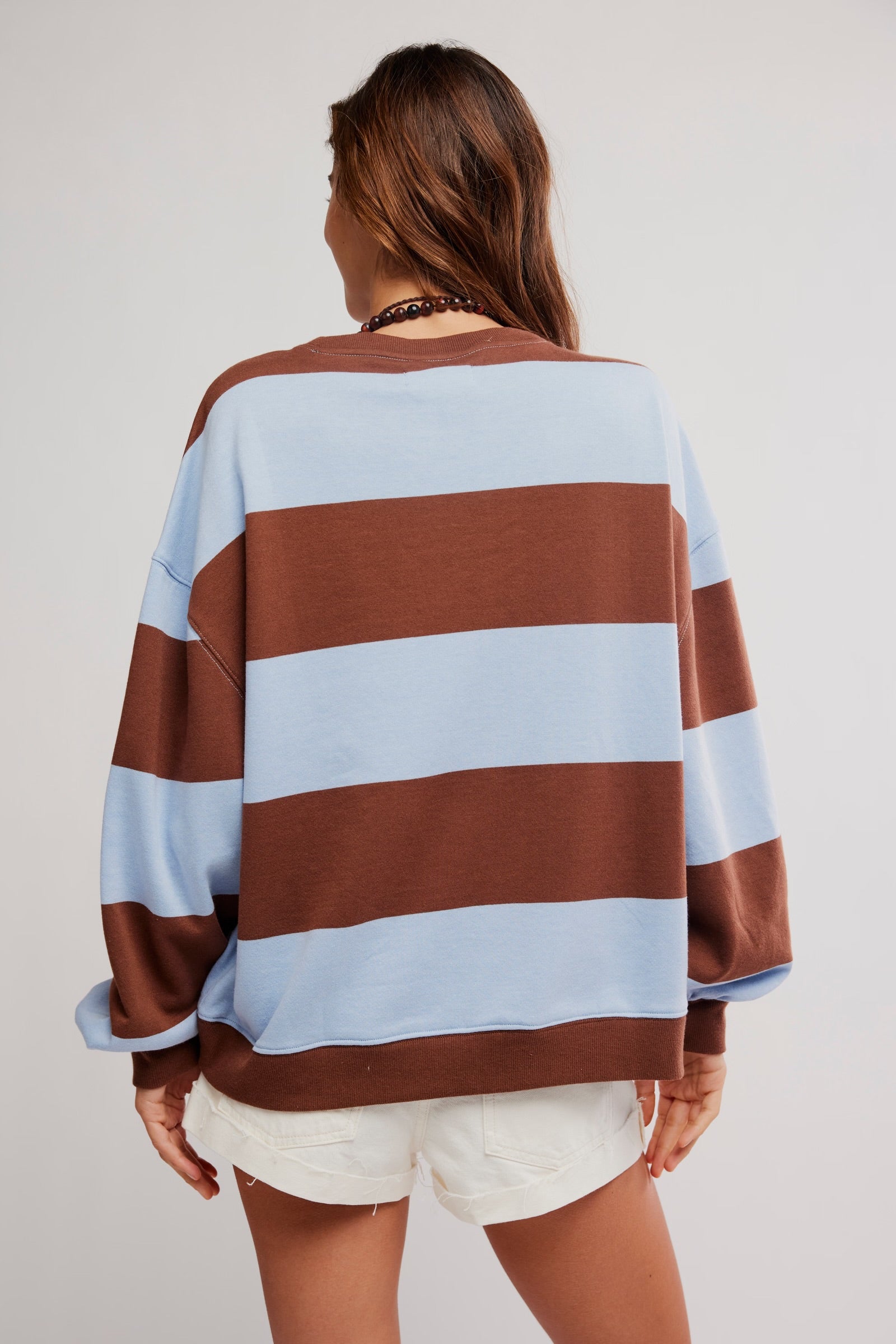 FREE PEOPLE CLASSIC STRIPE CREW WIDE - PERIWINKLE COMBO