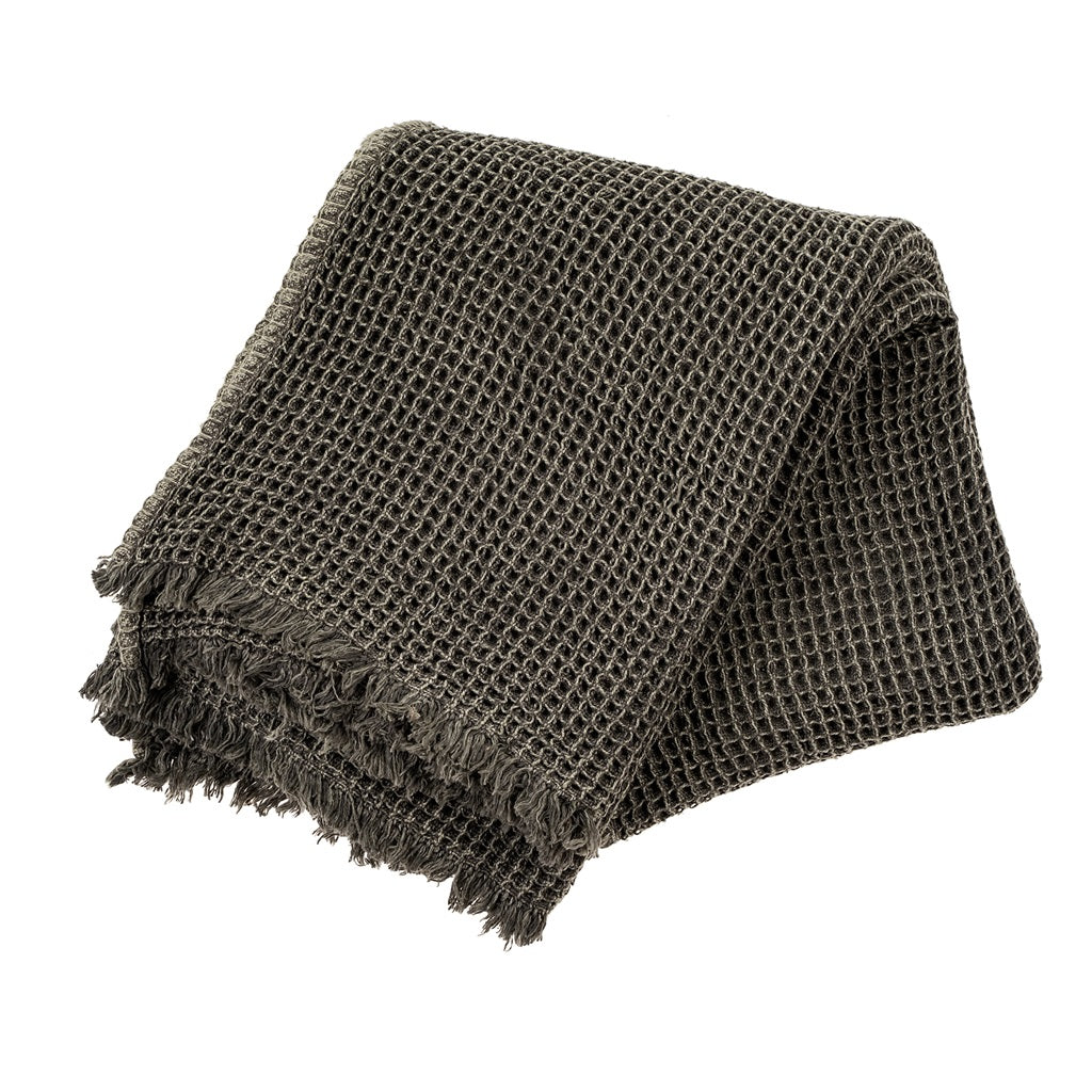 WAFFLE THROW - DARK GREY