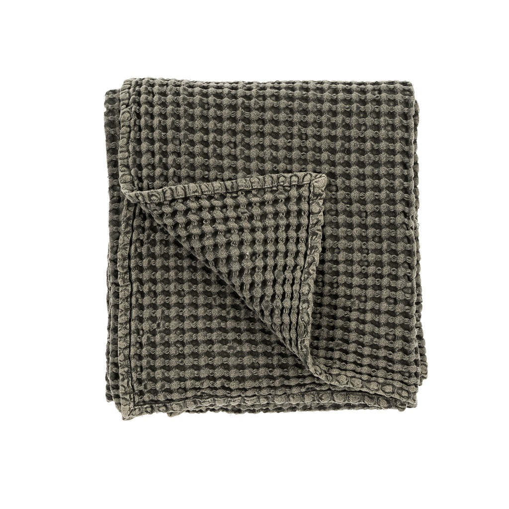 STONEWASH WAFFLE THROW - CHARCOAL