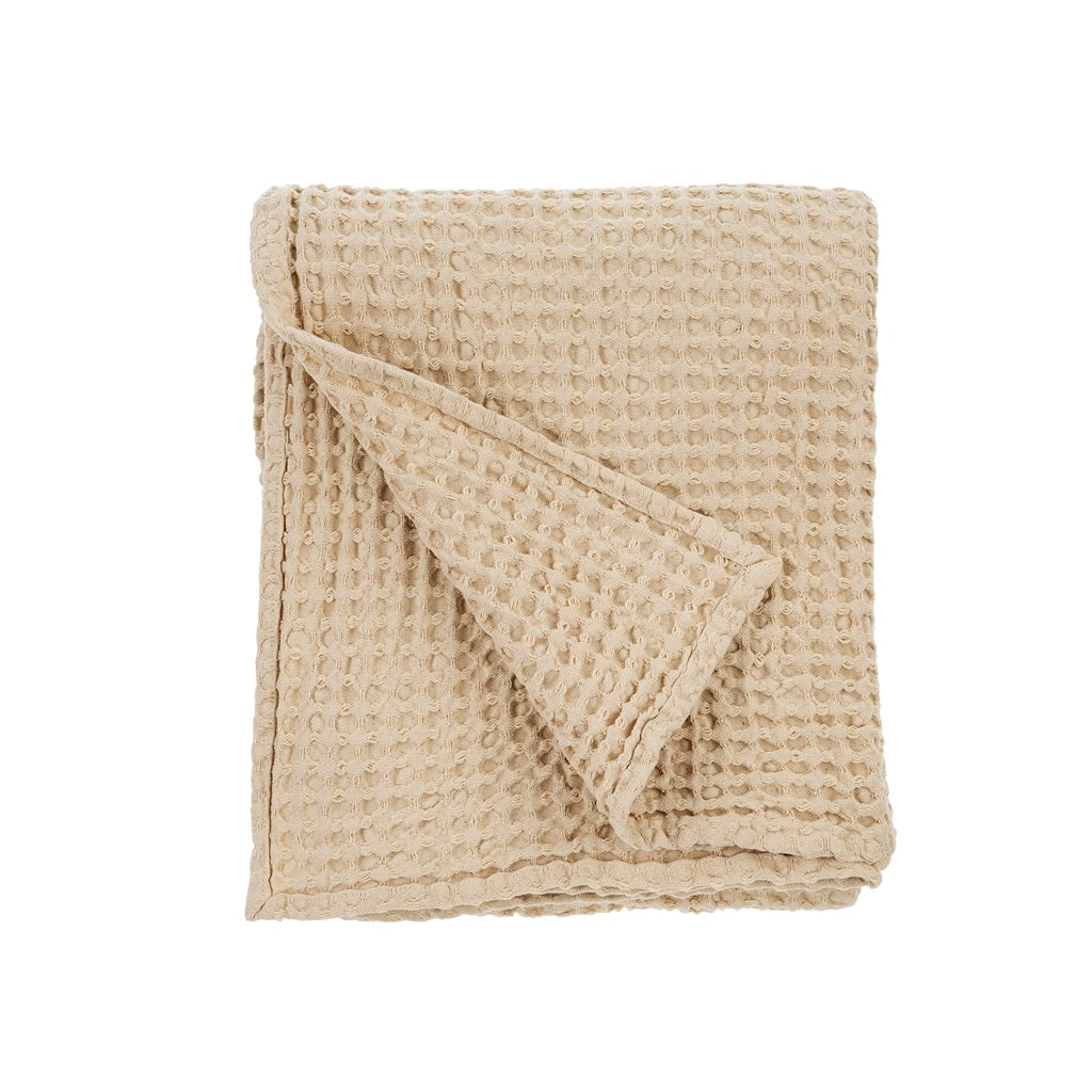 STONEWASH WAFFLE THROW - CREAM