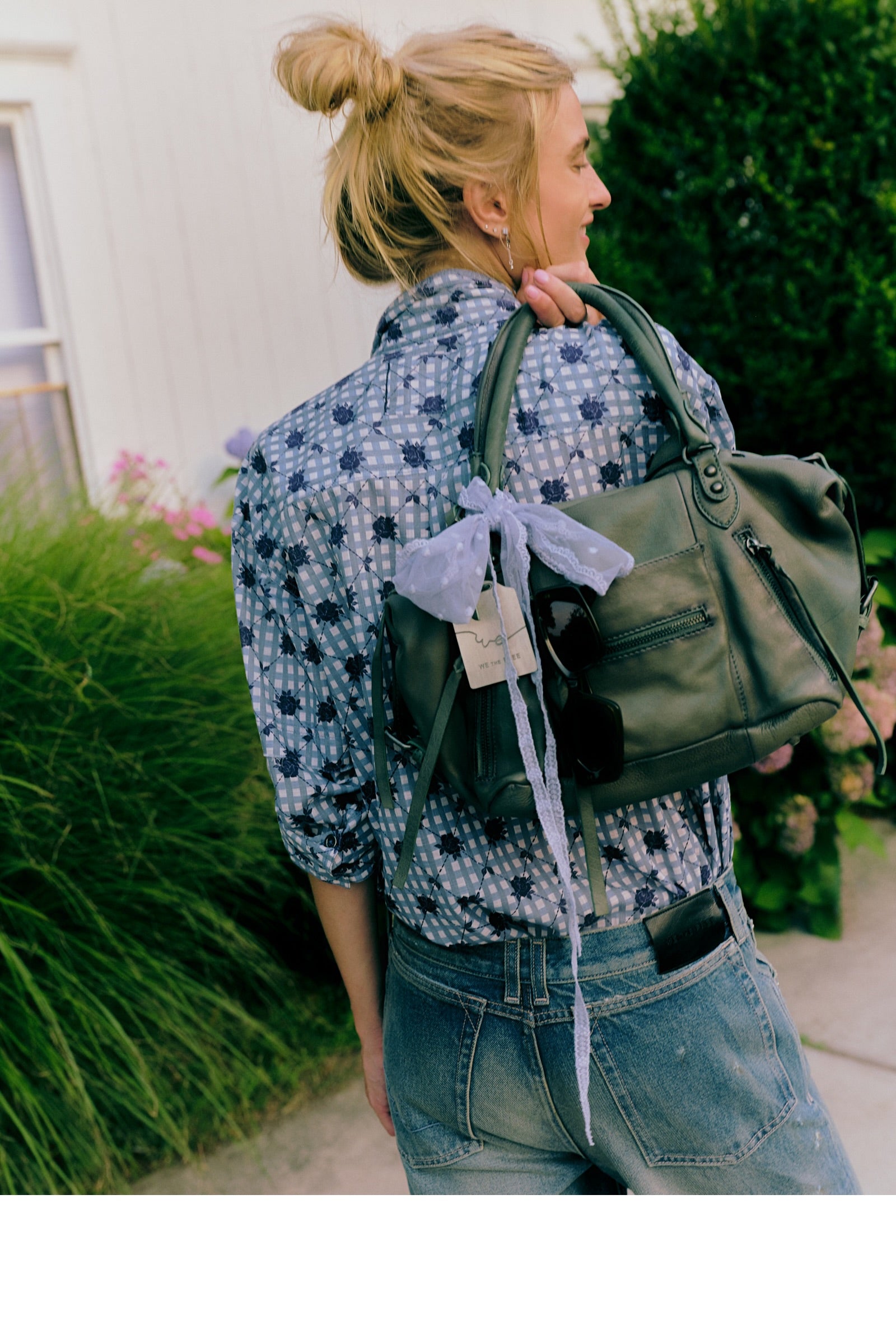 FREE PEOPLE BABY EMERSON LEATHER TOTE - SECRET SAGE