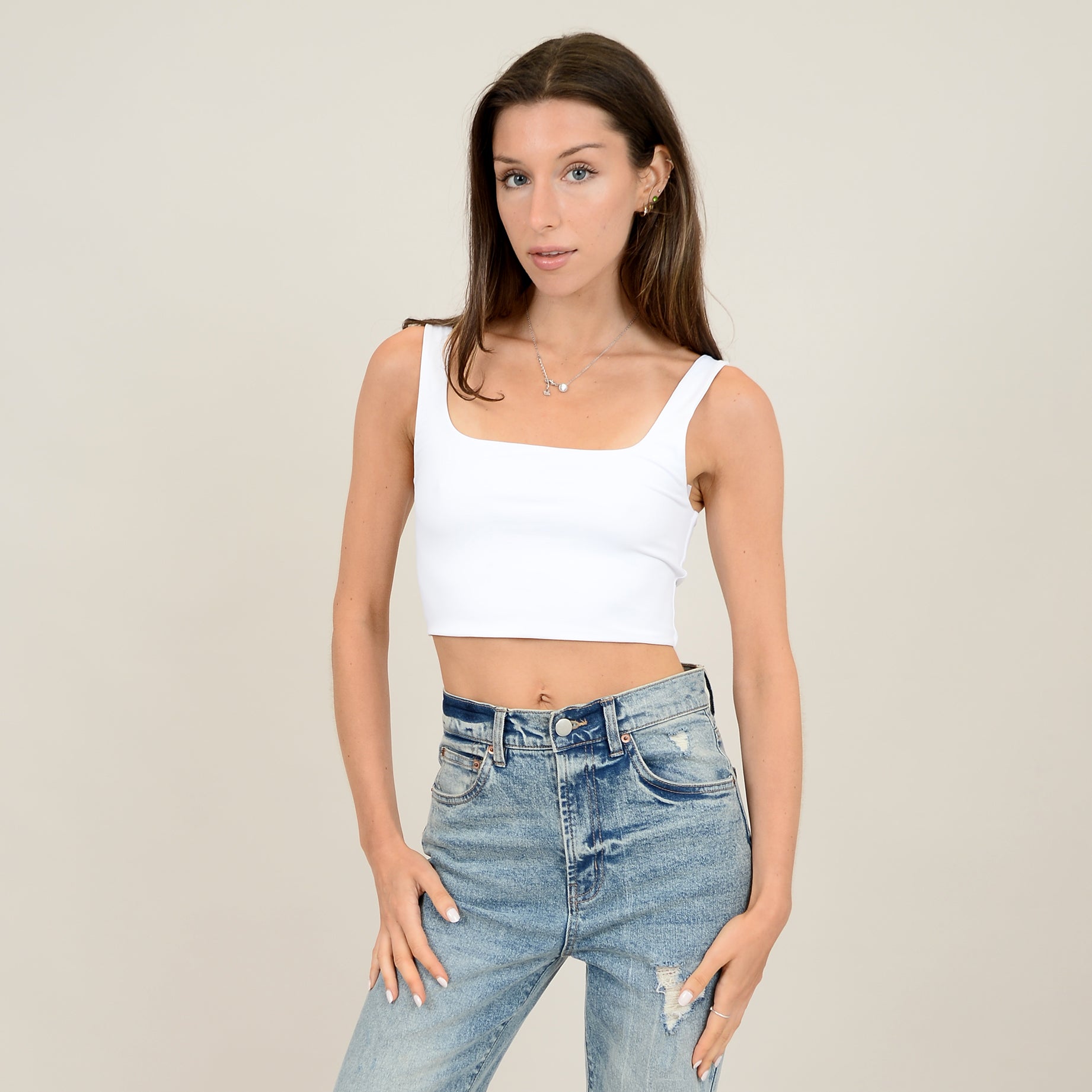 CATHERINA CROPPED TANK - WHITE