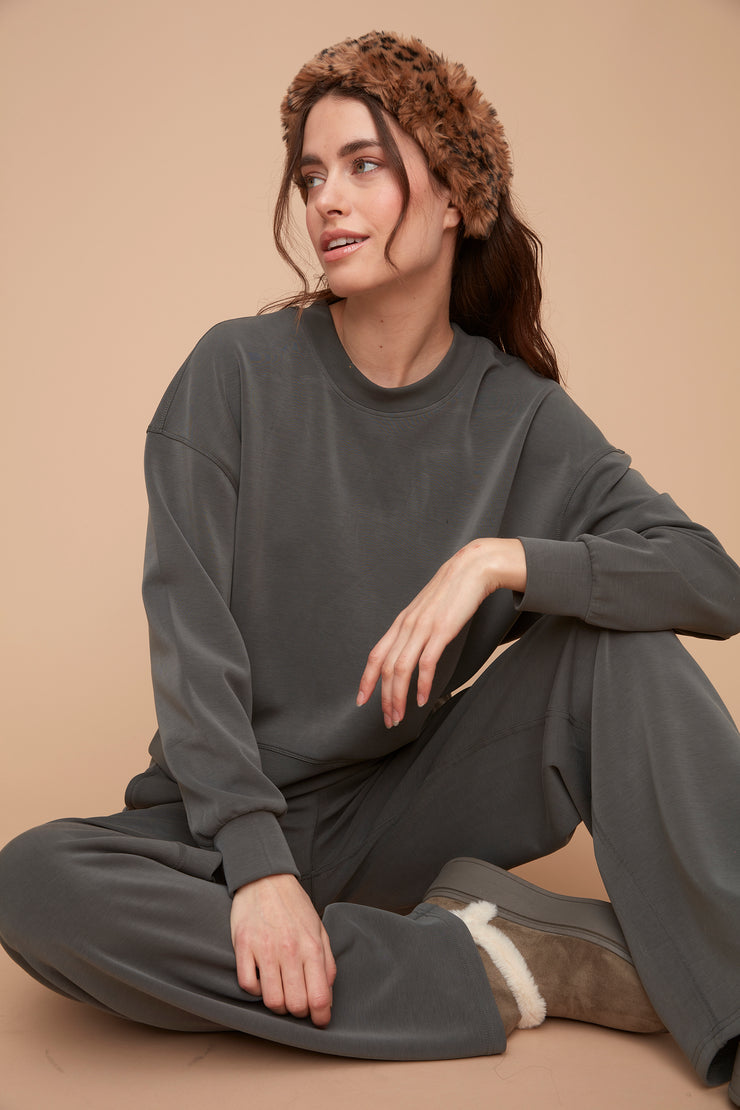 LUCIE SUPER SOFT MODAL PULLOVER - DRK IVY