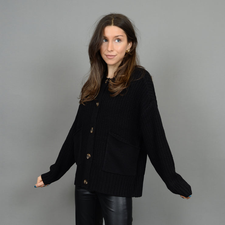 RAYLA LONG SLEEVED CARDIGAN - BLACK