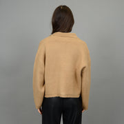 BAELA LONG SLEEVE JOHNNY NECK PULLOVER - CAMEL