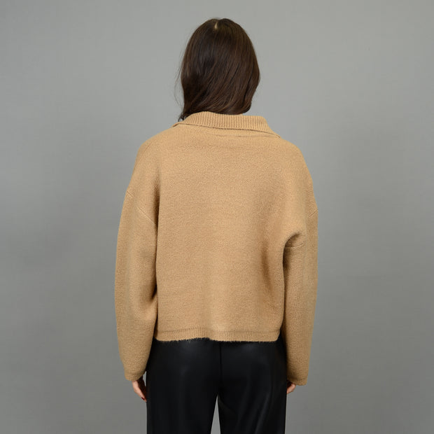 BAELA LONG SLEEVE JOHNNY NECK PULLOVER - CAMEL