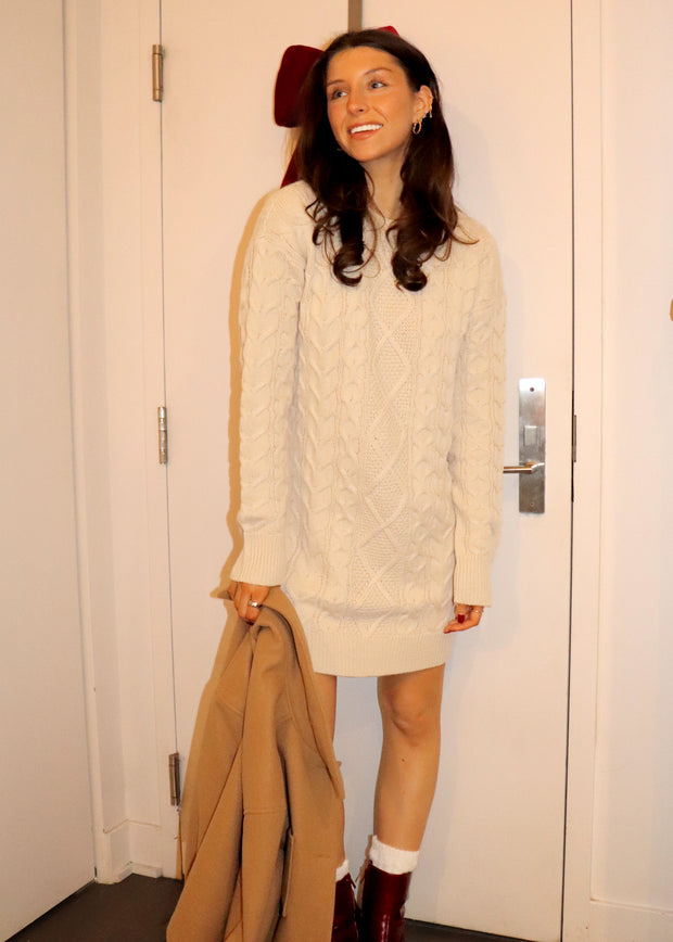 GALILEA SWEATER DRESS - CREAM