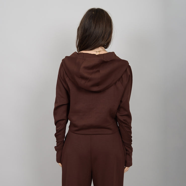 MAYA SUPER SOFT KNIT FULL ZIP HOODIE - CHOCOLATE