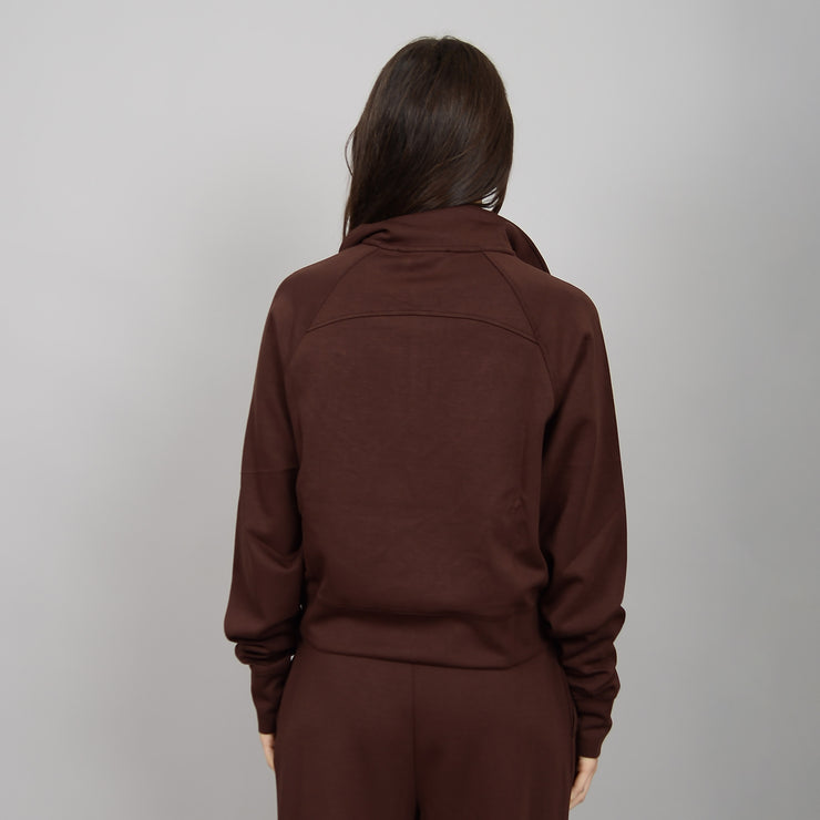 MAILYNA SUPER SOFT MODAL 1/4 ZIP HOODIE - CHOCOLATE