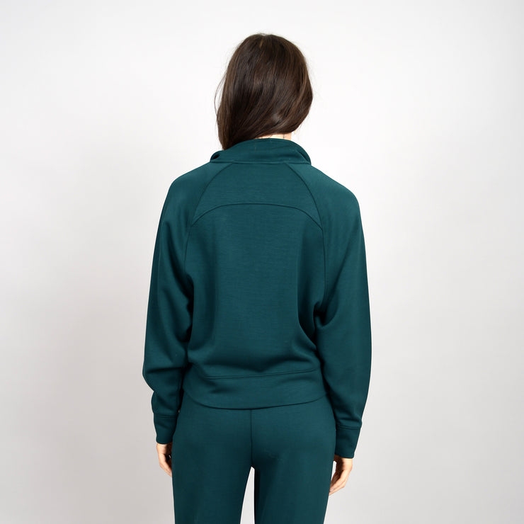 MAILYNA SUPER SOFT MODAL 1/4 ZIP HOODIE - JUNGLE GREEN