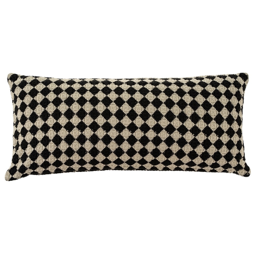 14 X 31 CHECK WEAVE PILLOW - BLACK