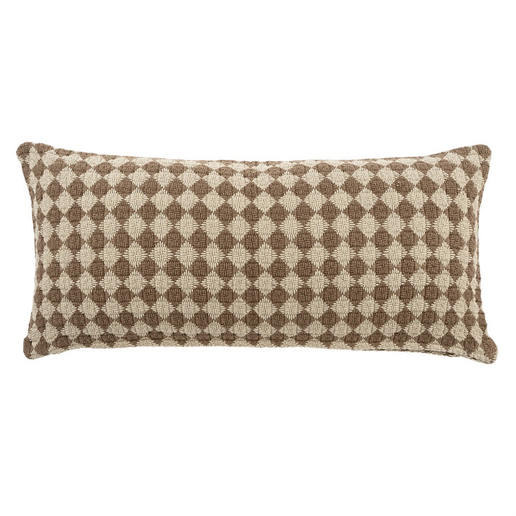 16 X 31 CHECK WEAVE PILLOW - BROWN