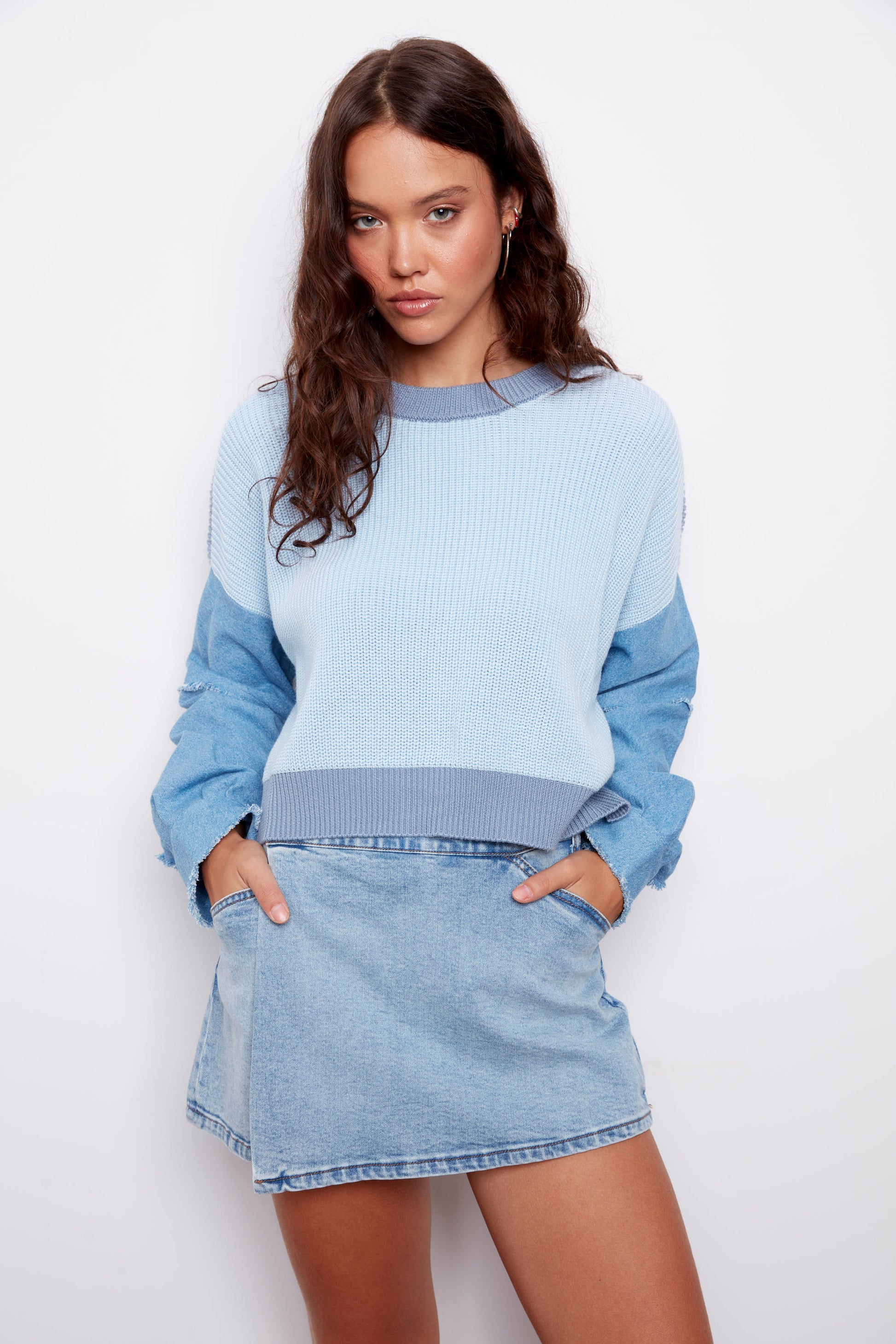 FIONA WRAP DENIM SKORT - LIGHT WASH