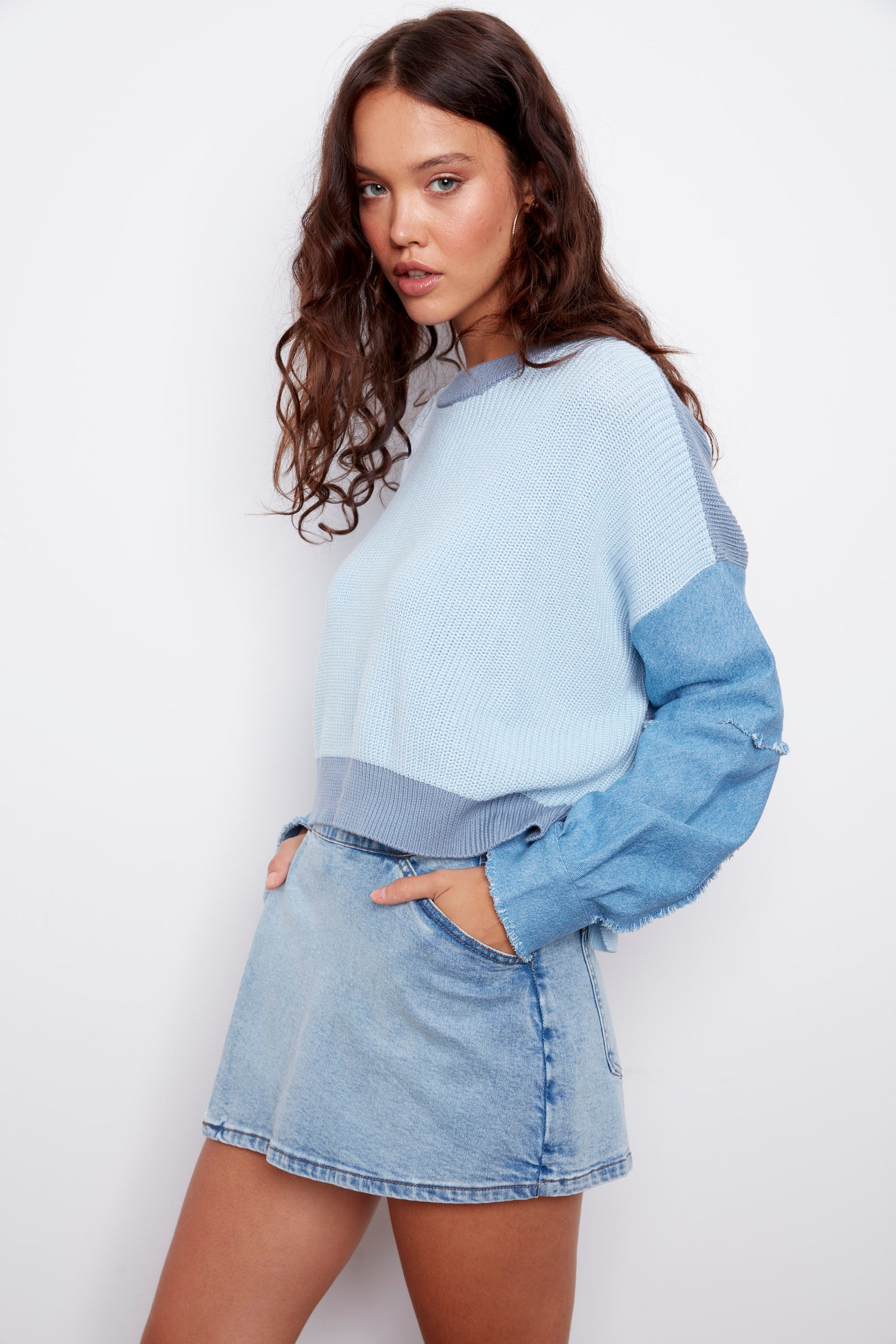 FIONA WRAP DENIM SKORT - LIGHT WASH