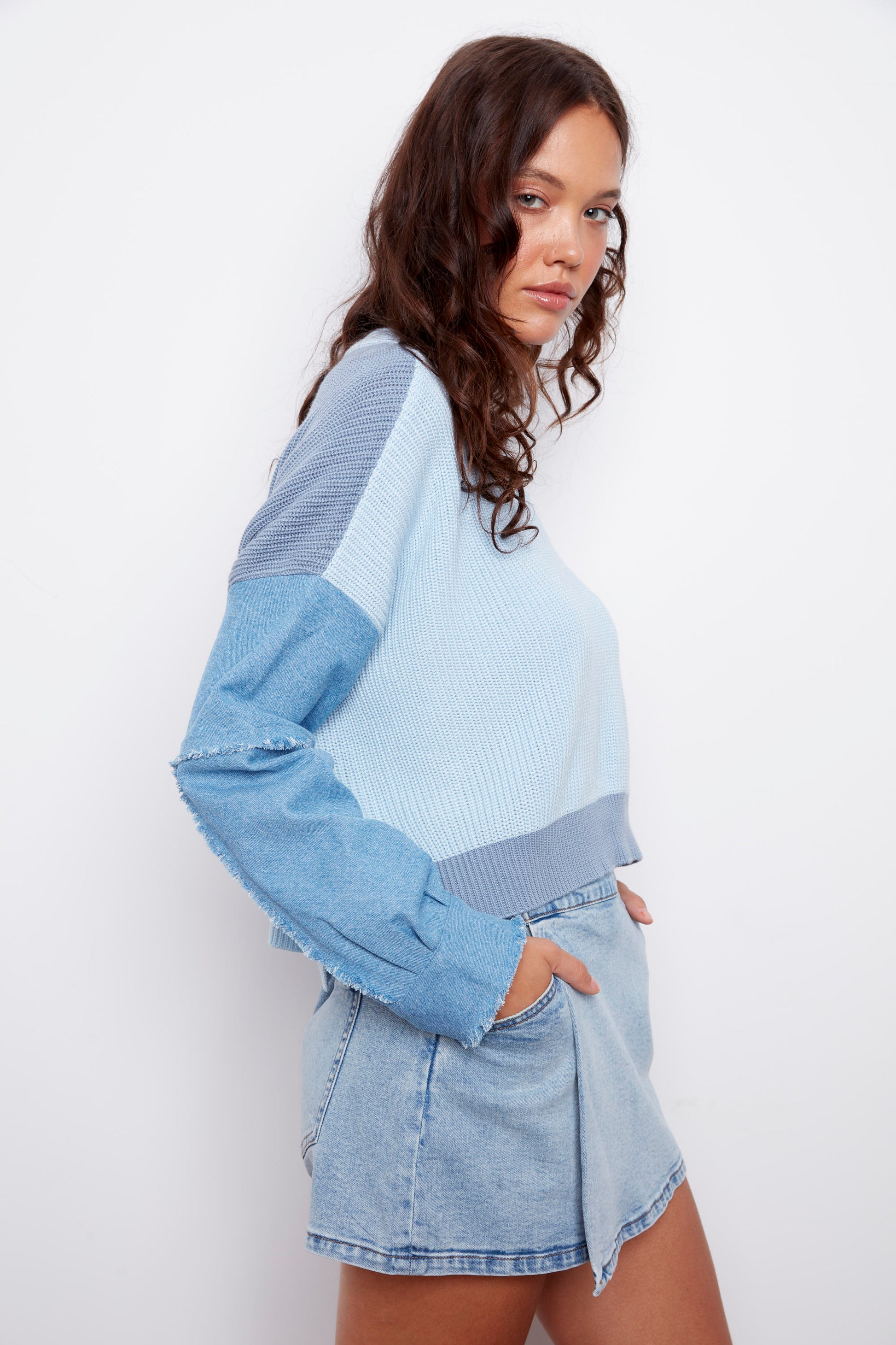 FIONA WRAP DENIM SKORT - LIGHT WASH