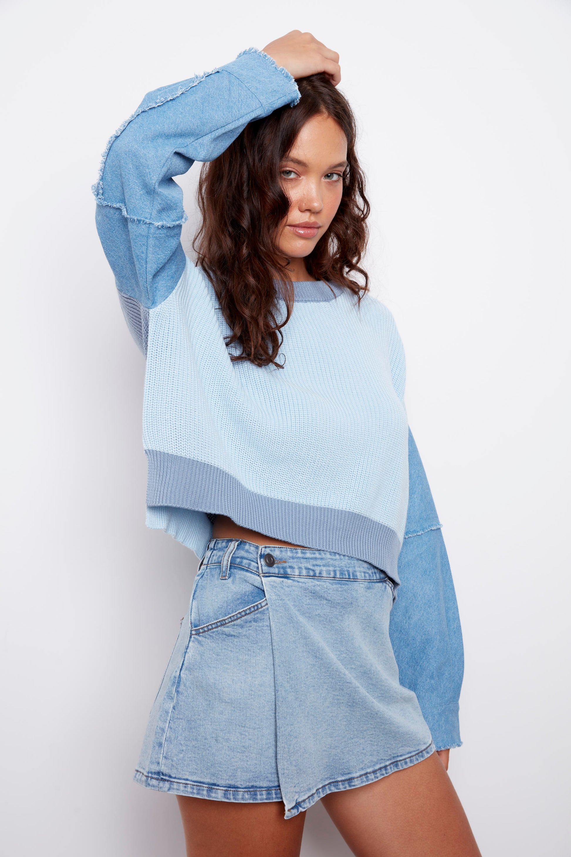 FIONA WRAP DENIM SKORT - LIGHT WASH