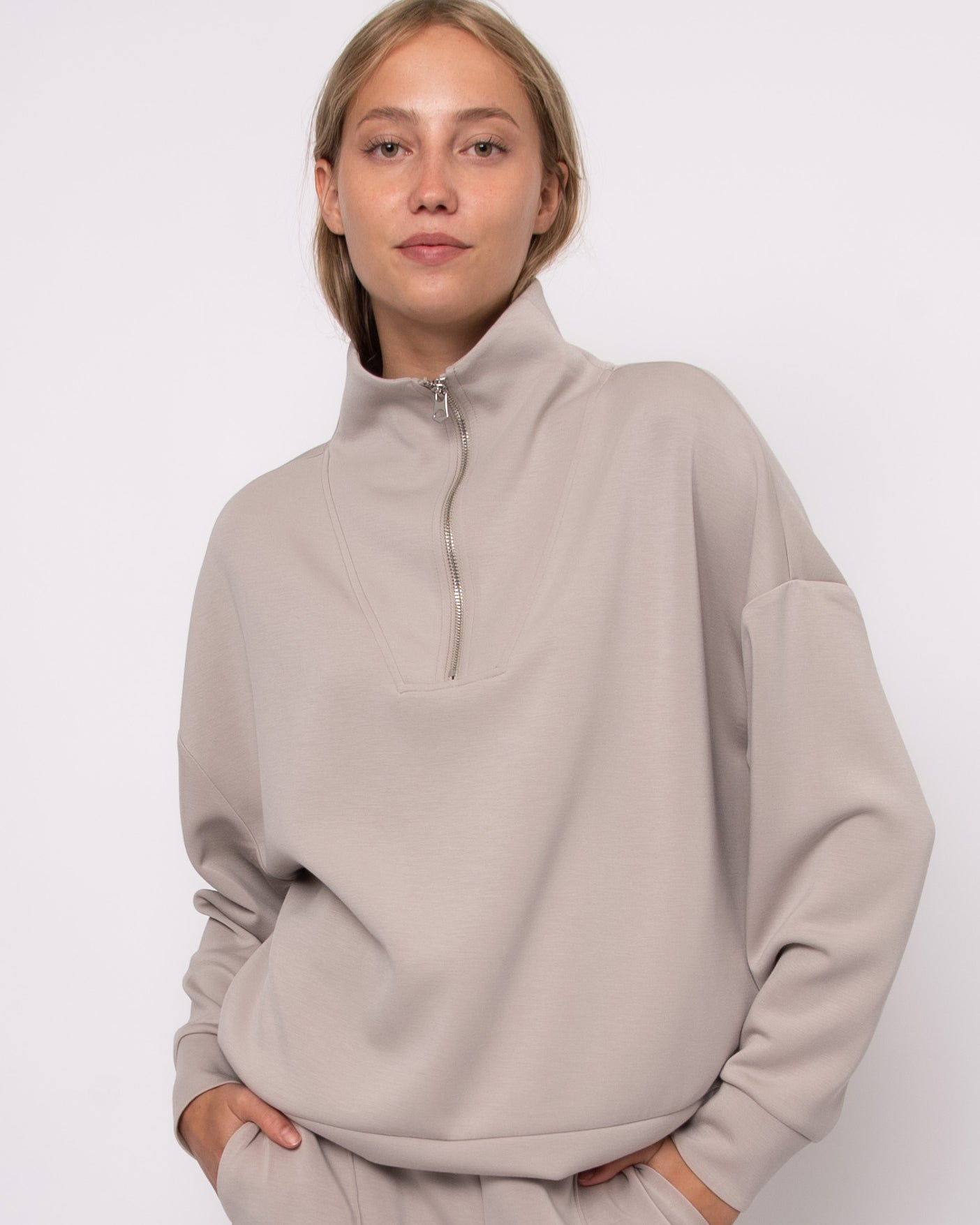 SEANNI SOFT KNIT HALF PULLOVER - BIRCH