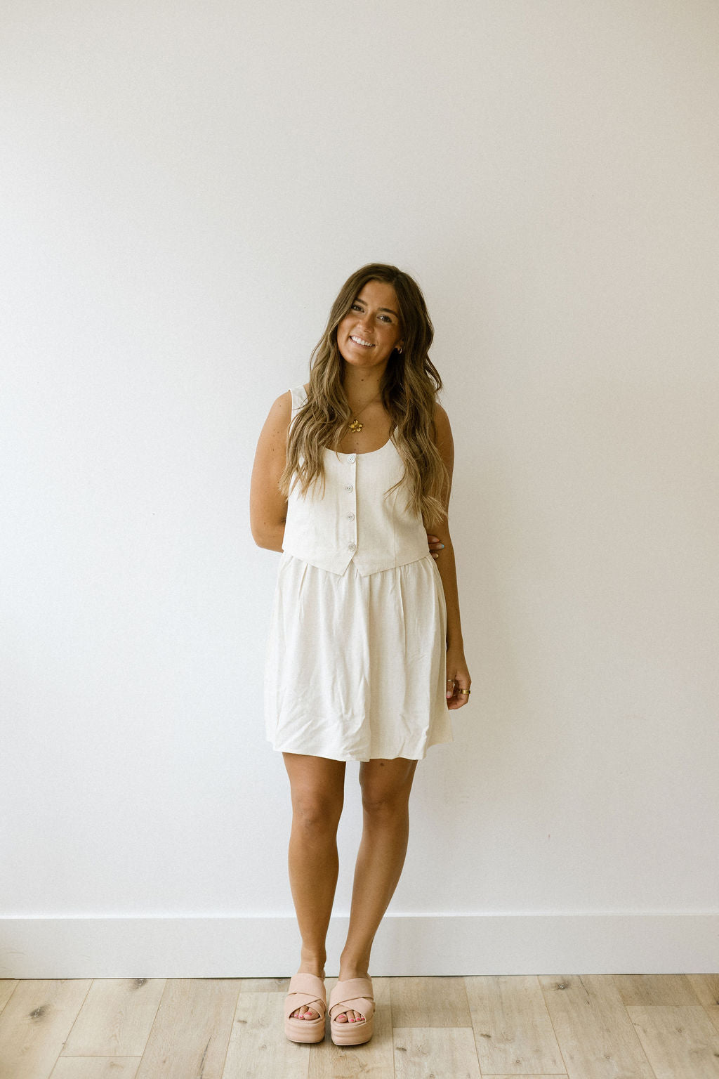 VM SISSIE VEST DRESS - OATMEAL MELANGE