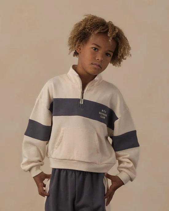 RYLEE + CRU PANEL STRIPE HALF ZIP - MIDNIGHT