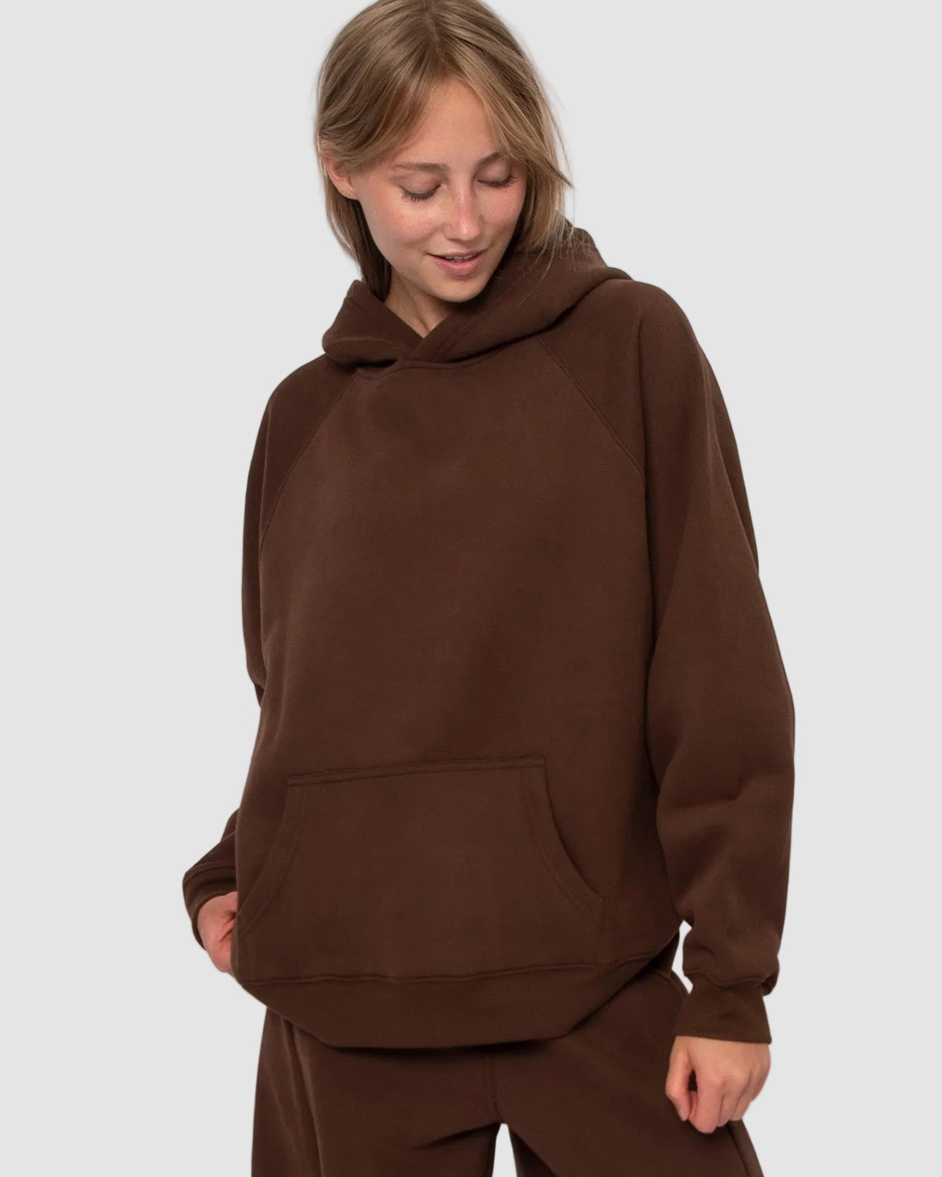 HILLA FLEECE HOODIE - CHOCOLATE