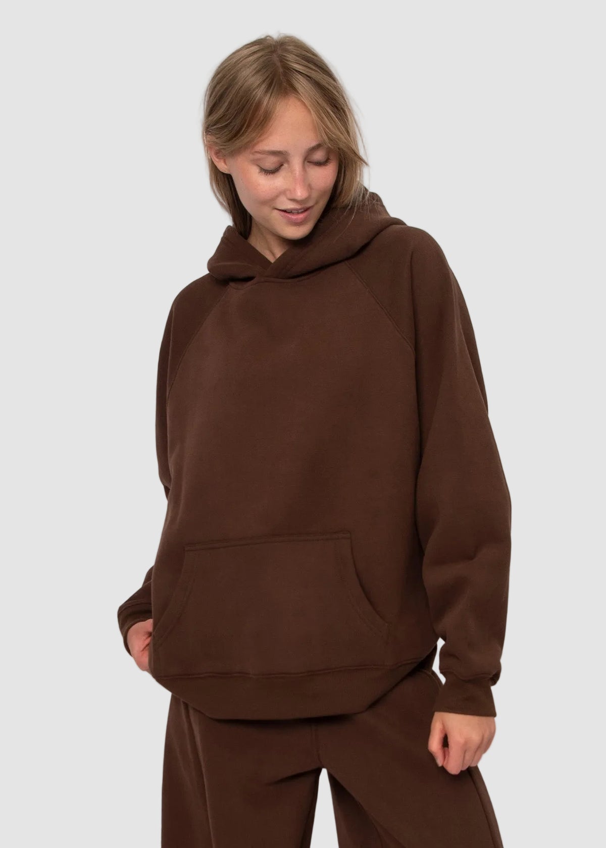 HILLA FLEECE HOODIE - CHOCOLATE
