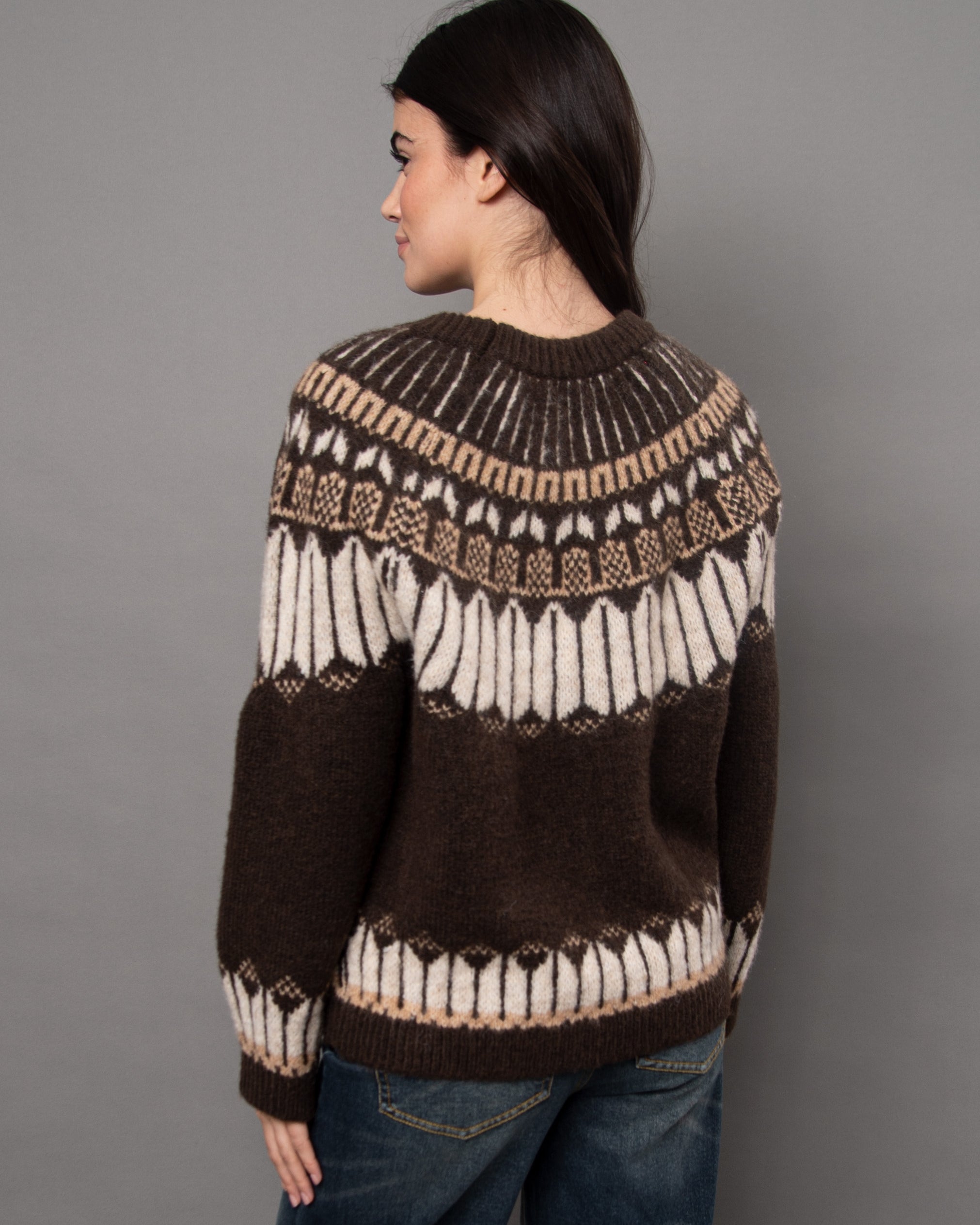 SARAFINA PRINTED SWEATER - BROWN
