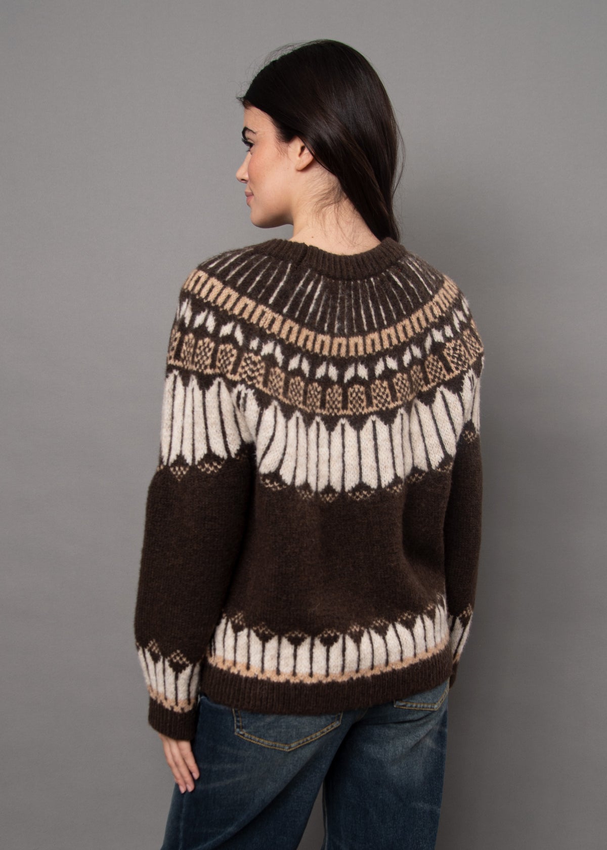 SARAFINA PRINTED SWEATER - BROWN